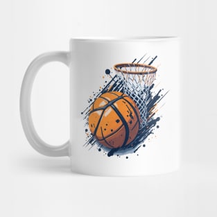 Basketball and basket with net Mug